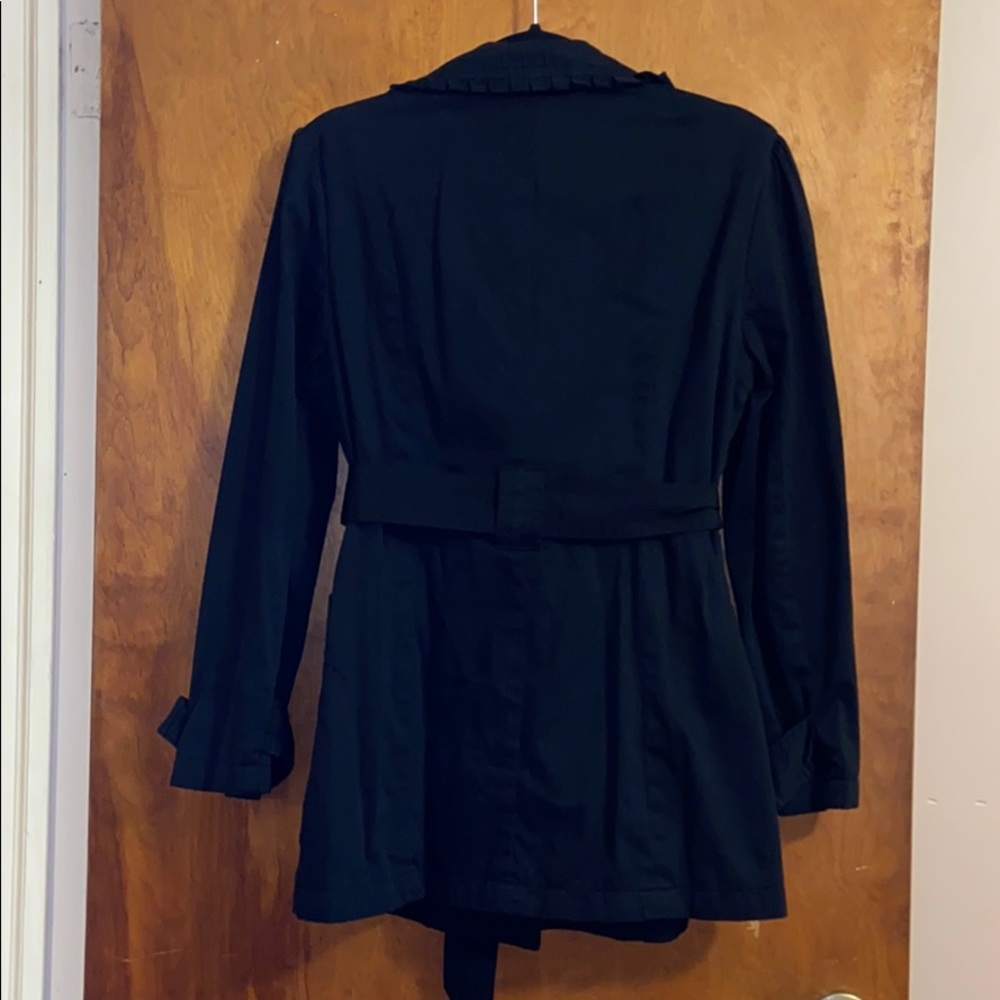 Willi Smith Size Medium Black Ruffled Trench Coat - image 2